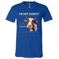 Cow Im Not Clumsy The Floor Just Hates Me Funny V-Neck T-Shirt