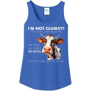 Cow Im Not Clumsy The Floor Just Hates Me Funny Ladies Essential Tank