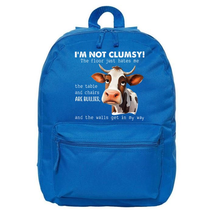 Cow Im Not Clumsy The Floor Just Hates Me Funny 16 in Basic Backpack