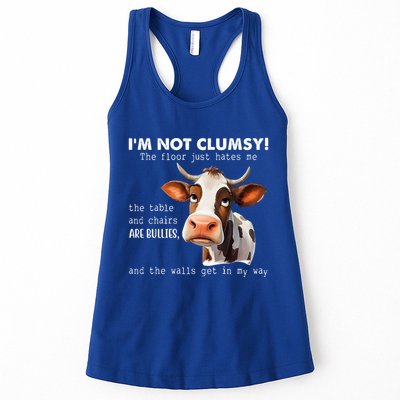 Cow Im Not Clumsy The Floor Just Hates Me Funny Womens Tank Top