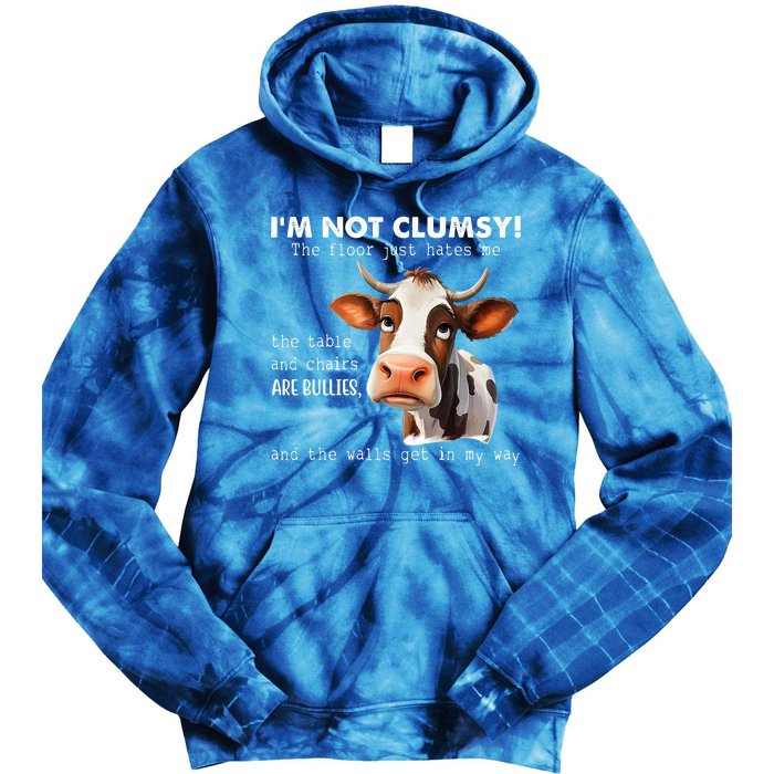 Cow Im Not Clumsy The Floor Just Hates Me Funny Tie Dye Hoodie