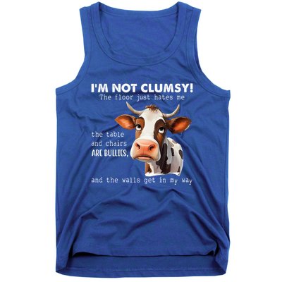 Cow Im Not Clumsy The Floor Just Hates Me Funny Tank Top