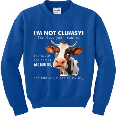 Cow Im Not Clumsy The Floor Just Hates Me Funny Kids Sweatshirt