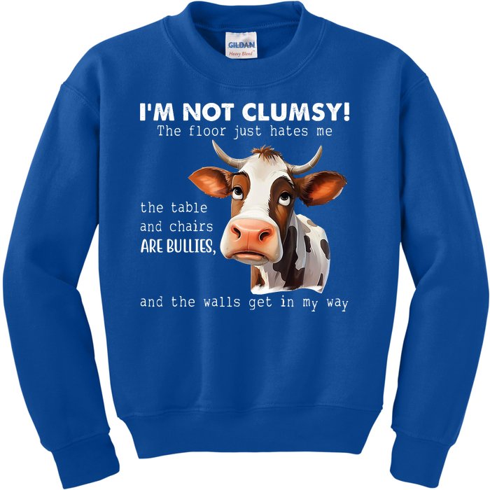 Cow Im Not Clumsy The Floor Just Hates Me Funny Kids Sweatshirt