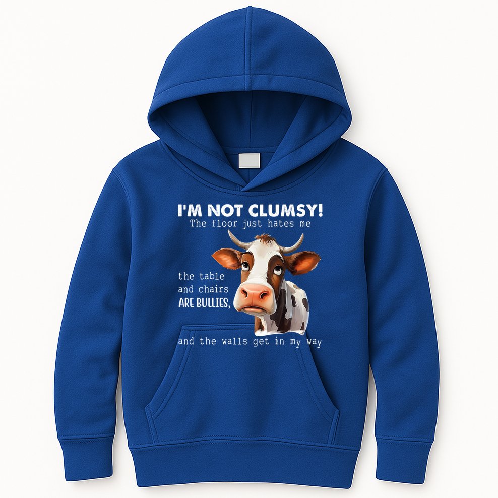 Cow Im Not Clumsy The Floor Just Hates Me Funny Kids Hoodie