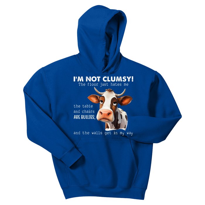 Cow Im Not Clumsy The Floor Just Hates Me Funny Kids Hoodie