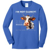 Cow Im Not Clumsy The Floor Just Hates Me Funny Kids Long Sleeve Shirt