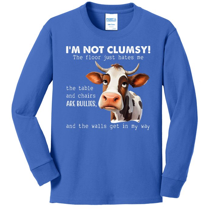 Cow Im Not Clumsy The Floor Just Hates Me Funny Kids Long Sleeve Shirt