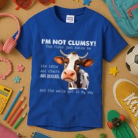 Cow Im Not Clumsy The Floor Just Hates Me Funny Kids T-Shirt