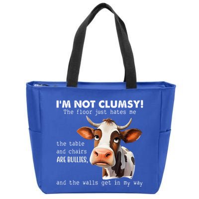 Cow Im Not Clumsy The Floor Just Hates Me Funny Zip Tote Bag
