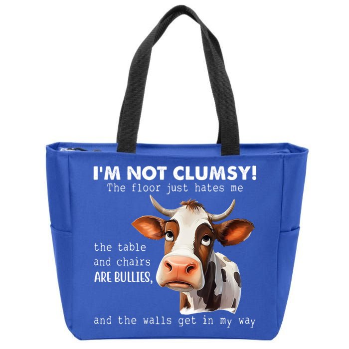 Cow Im Not Clumsy The Floor Just Hates Me Funny Zip Tote Bag