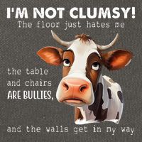 Cow Im Not Clumsy The Floor Just Hates Me Funny Cotton Canvas Backpack
