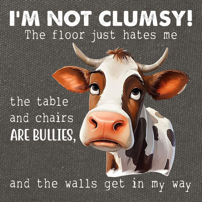 Cow Im Not Clumsy The Floor Just Hates Me Funny Cotton Canvas Backpack