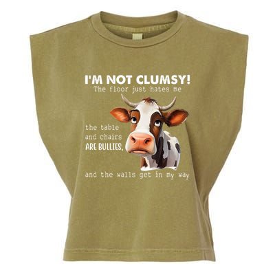 Cow Im Not Clumsy The Floor Just Hates Me Funny Garment-Dyed Women's Muscle Tee