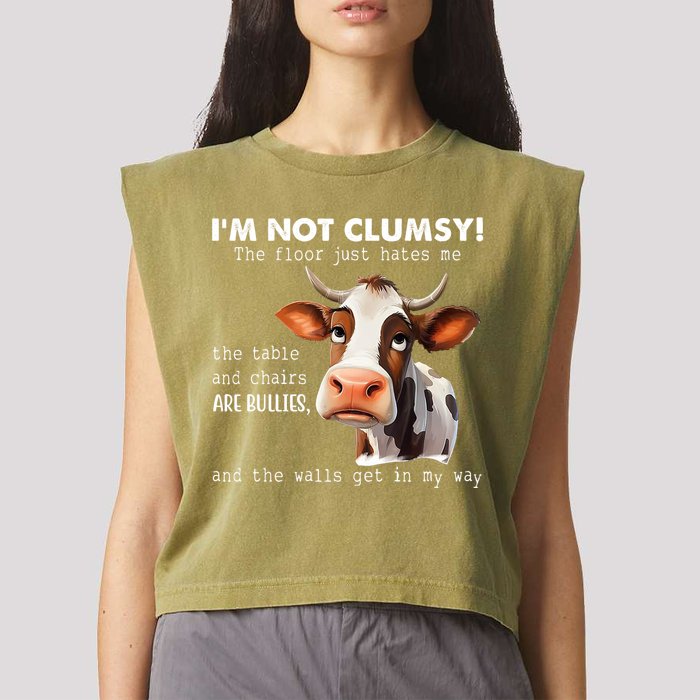 Cow Im Not Clumsy The Floor Just Hates Me Funny Garment-Dyed Women's Muscle Tee