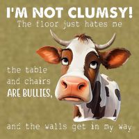 Cow Im Not Clumsy The Floor Just Hates Me Funny Garment-Dyed Women's Muscle Tee