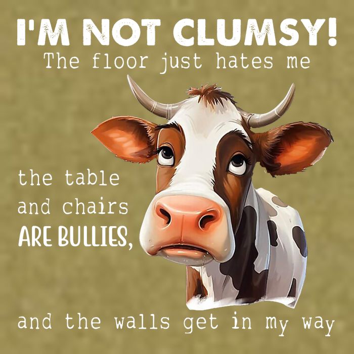 Cow Im Not Clumsy The Floor Just Hates Me Funny Garment-Dyed Women's Muscle Tee