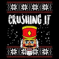 Crushing It Nutcracker Ugly Christmas Xmas Flat Bill Trucker Hat