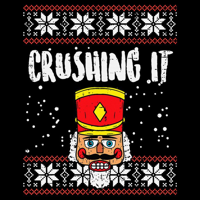 Crushing It Nutcracker Ugly Christmas Xmas Flat Bill Trucker Hat