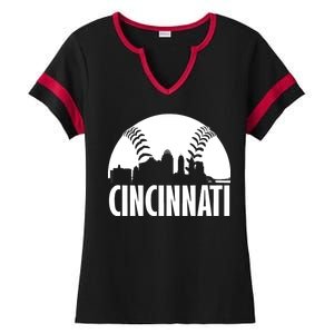 Cincinnati Baseball Skyline Ladies Halftime Notch Neck Tee