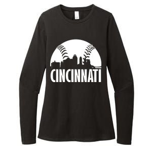 Cincinnati Baseball Skyline Womens CVC Long Sleeve Shirt