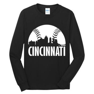 Cincinnati Baseball Skyline Tall Long Sleeve T-Shirt