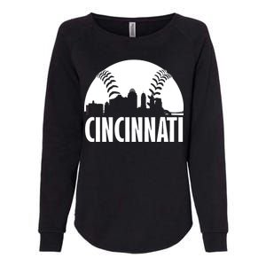 Cincinnati Baseball Skyline Womens California Wash Sweatshirt