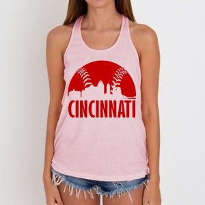 Cincinnati Baseball Skyline Women's Knotted Racerback Tank