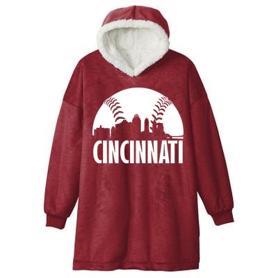 Cincinnati Baseball Skyline Hooded Wearable Blanket