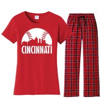 Cincinnati Baseball Skyline Women's Flannel Pajama Set