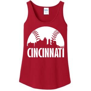 Cincinnati Baseball Skyline Ladies Essential Tank