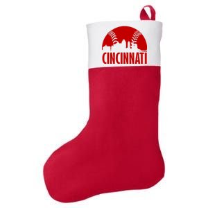 Cincinnati Baseball Skyline Felt Holiday Christmas Stocking