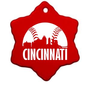 Cincinnati Baseball Skyline Ceramic Star Ornament