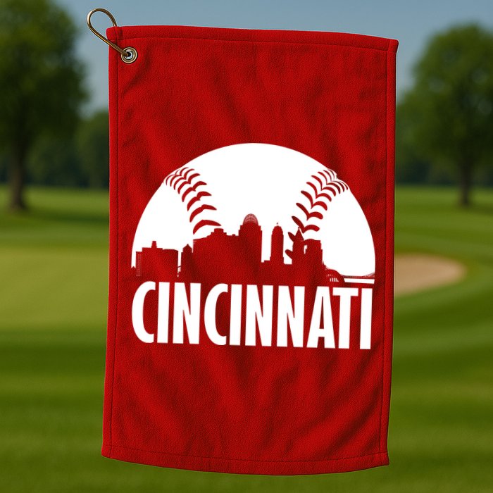 Cincinnati Baseball Skyline Golf Towel