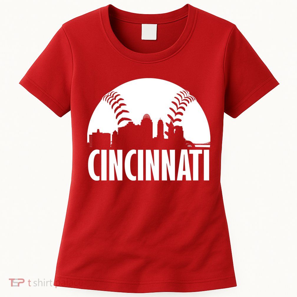 Cincinnati Baseball Skyline Womens T-Shirt