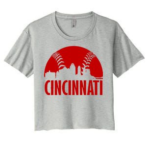 Cincinnati Baseball Skyline Women's Crop Top Tee