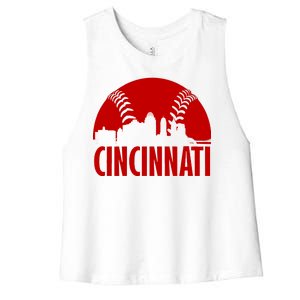 Cincinnati Baseball Skyline Women's Racerback Cropped Tank