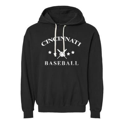 Cincinnati Vintage Baseball Throwback Retro Garment-Dyed Fleece Hoodie