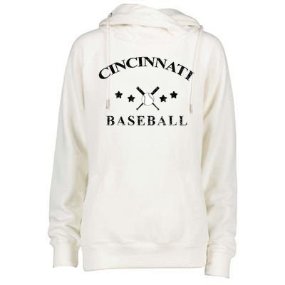 Cincinnati Vintage Baseball Throwback Retro Womens Funnel Neck Pullover Hood