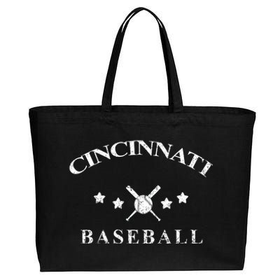 Cincinnati Vintage Baseball Throwback Retro Cotton Canvas Jumbo Tote