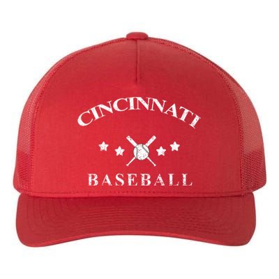 Cincinnati Vintage Baseball Throwback Retro Yupoong Adult 5-Panel Trucker Hat