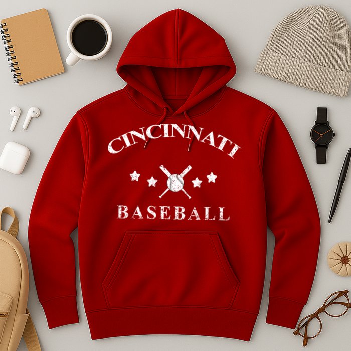 Cincinnati Vintage Baseball Throwback Retro Hoodie