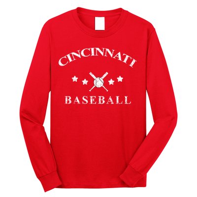 Cincinnati Vintage Baseball Throwback Retro Long Sleeve Shirt