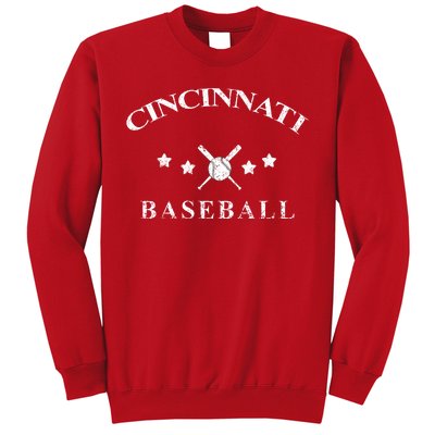 Cincinnati Vintage Baseball Throwback Retro Sweatshirt