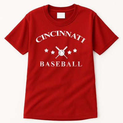 Cincinnati Vintage Baseball Throwback Retro Tall T-Shirt