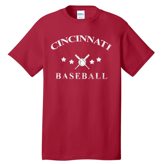 Cincinnati Vintage Baseball Throwback Retro Tall T-Shirt