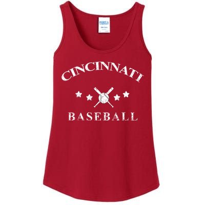 Cincinnati Vintage Baseball Throwback Retro Ladies Essential Tank