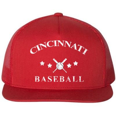 Cincinnati Vintage Baseball Throwback Retro Flat Bill Trucker Hat