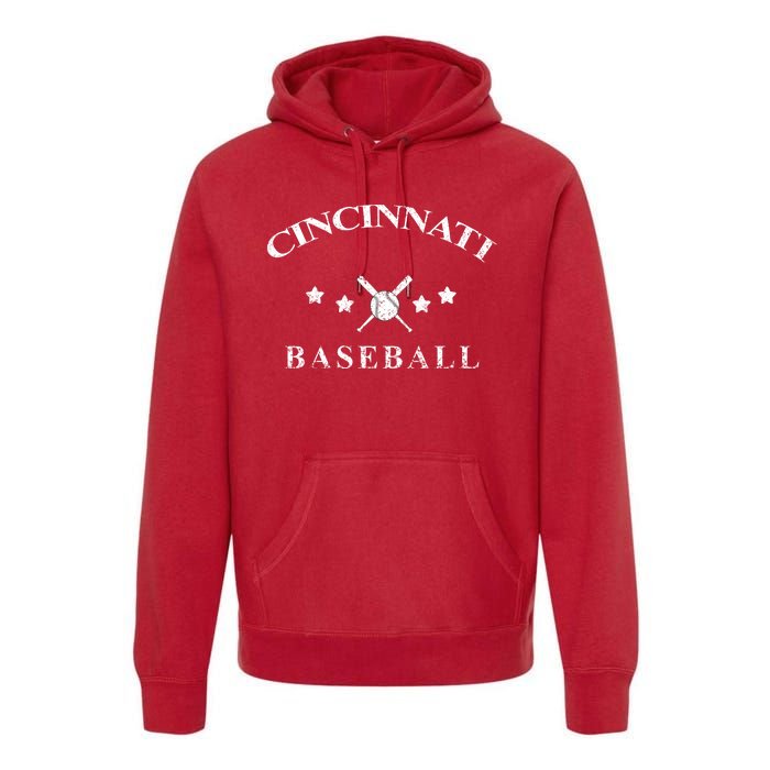 Cincinnati Vintage Baseball Throwback Retro Premium Hoodie