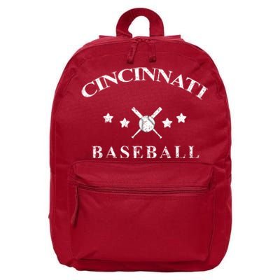 Cincinnati Vintage Baseball Throwback Retro 16 in Basic Backpack